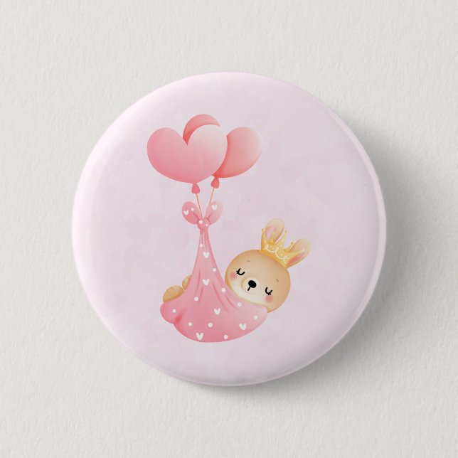 Cute Baby Bunny in a Heart Blanket 6 Cm Round Badge (Front)