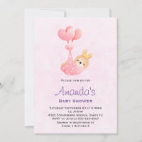 Cute Baby Bunny in a Heart Blanket Baby Shower