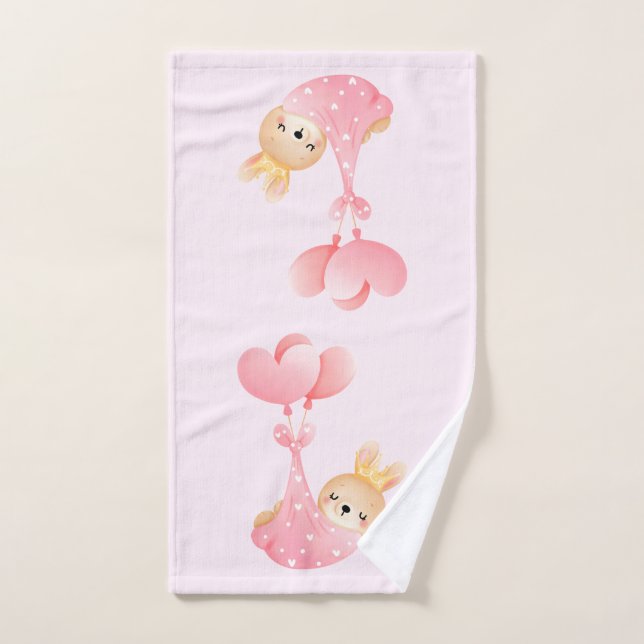 Cute Baby Bunny in a Heart Blanket Bath Towel Set (Hand Towel)