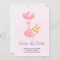 Cute Baby Bunny in a Heart Blanket Save The Date