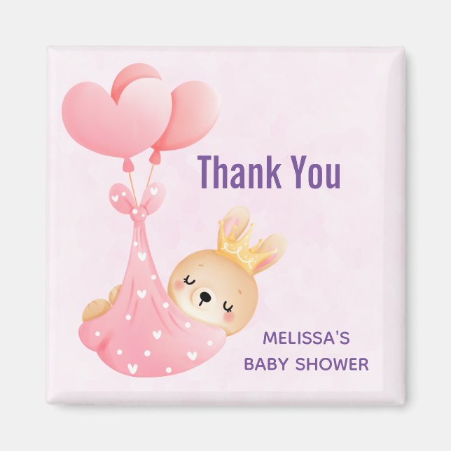 Cute Baby Bunny in a Heart Blanket Thank You Magnet (Front)