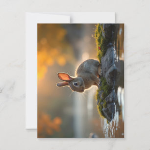 Cute Baby Bunny in Autumn Postcard