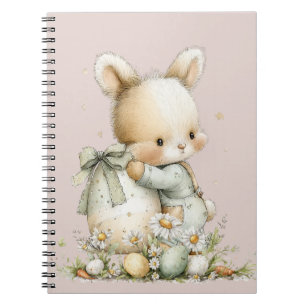 Cute baby bunny in pajamas with an Easter egg Notebook