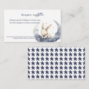 Cute Baby Bunny on Moon with Stars Diaper Raffle Enclosure Card