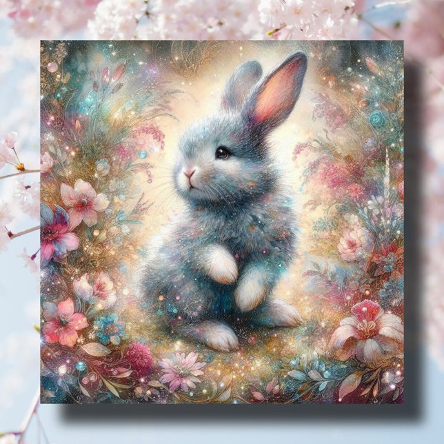 Cute Baby Bunny Pastel Flowers Christian Easter  Holiday Card (Creator Uploaded)