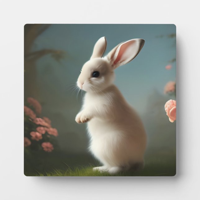 Cute Baby Bunny Portrait Plaque (Front)