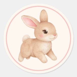 Cute Baby Bunny Rabbit Pink Cheeks Classic Round Sticker
