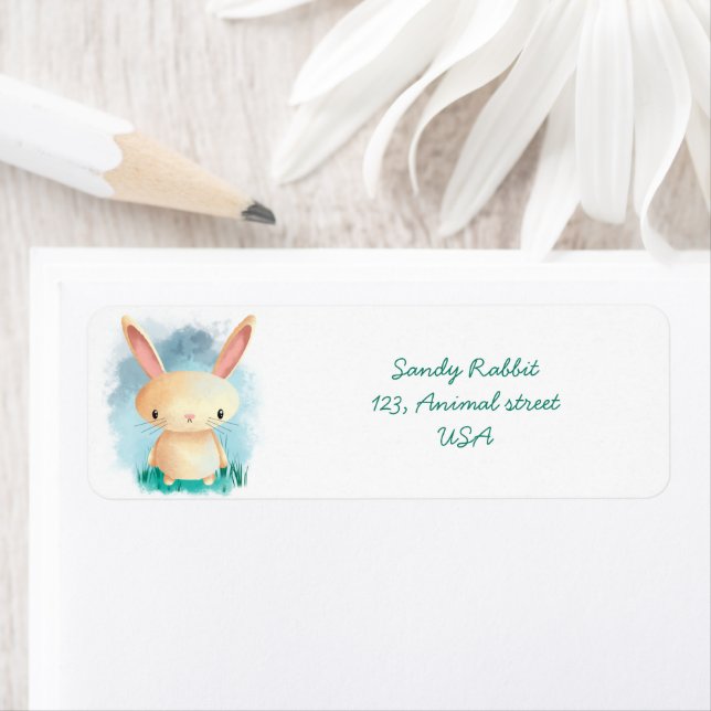 Cute baby bunny return address label (Insitu)