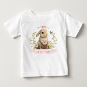Cute Baby Bunny with Butterfly Easter Birthday Baby T-Shirt