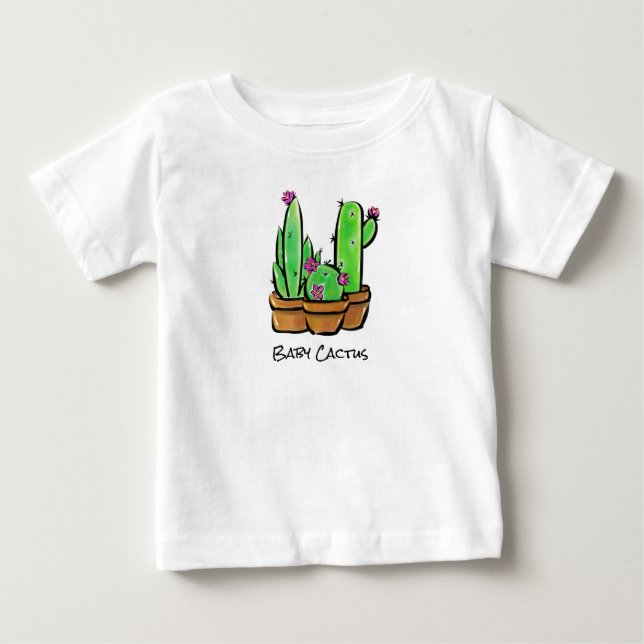 Cute baby Cactus cacti succulents pink flowering  Baby T-Shirt (Front)