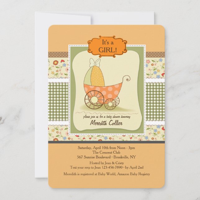 Cute Baby Carriage Shower Invitation (Front)