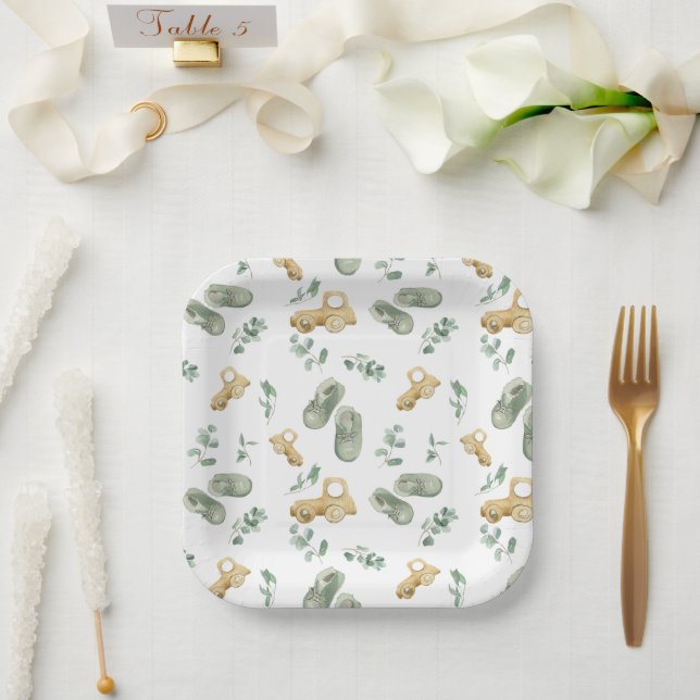 Cute Baby Cars And Shoes Newborn Babyshower Plate (Wedding)