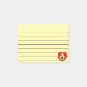Cute Baby Cartoon Avocado In Red Heart Lined 4x3 Post-it Notes