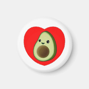 Cute Baby Cartoon Avocado In Red Heart Magnet