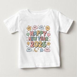Cute Baby Cartoon New Year 2026 Illustration Baby T-Shirt