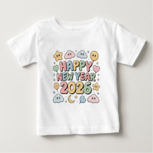 Cute Baby Cartoon New Year 2026 Illustration T-Shirt