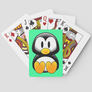 Cute Baby Cartoon Penguin Playing Cards