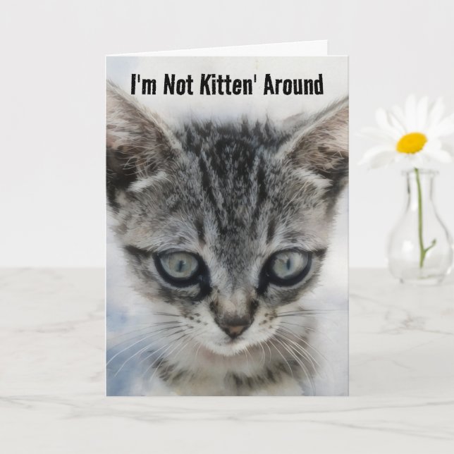 Cute Baby Cat Kitten Fun Pun Birthday Card (Small Plant)