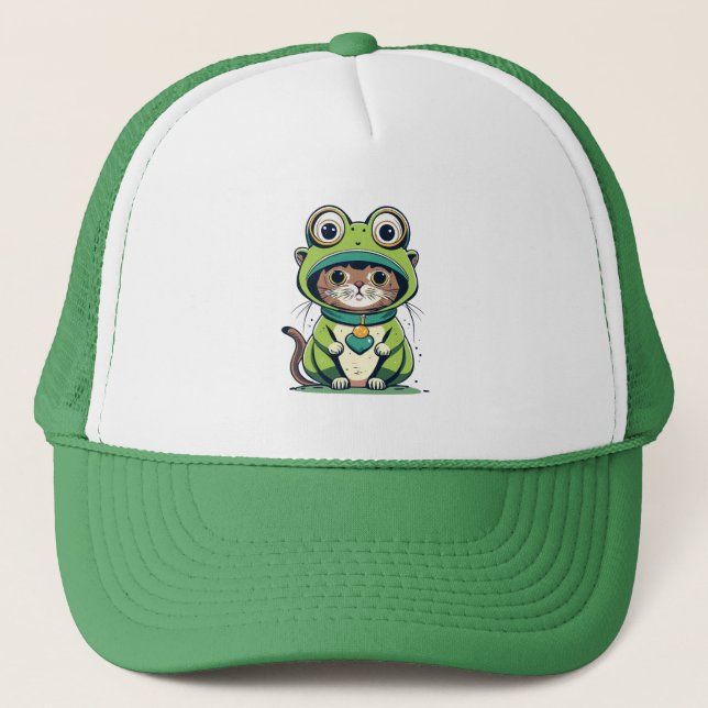 Cute Baby Cat with Frog Hat (Front)