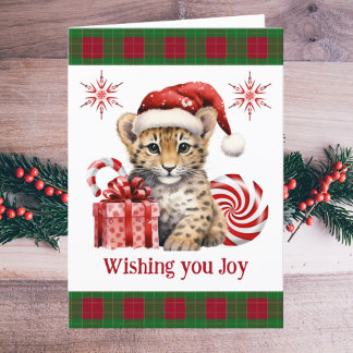 Cute Baby Cheetah Cub Big Cat Christmas Joy Holiday Card