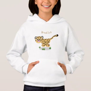 Cute baby cheetah running cartoon illustration