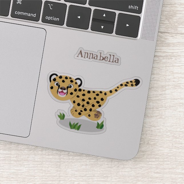 Cute baby cheetah running cartoon illustration (Detail)