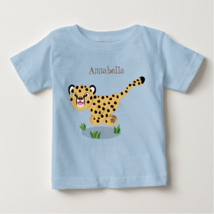 Cute baby cheetah running cartoon illustration baby T-Shirt
