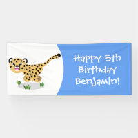 Cute baby cheetah running cartoon illustration