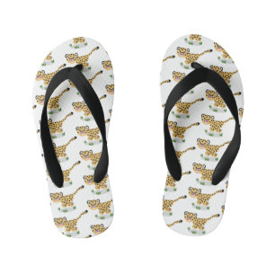 Cute baby cheetah running cartoon illustration kid's thongs