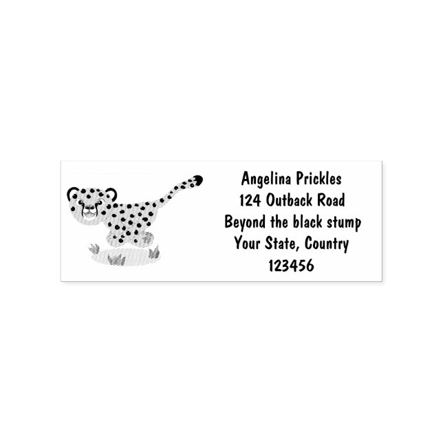 Cute baby cheetah running cartoon illustration  rubber stamp (Imprint)