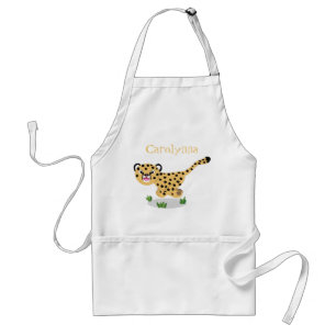 Cute baby cheetah running cartoon illustration standard apron