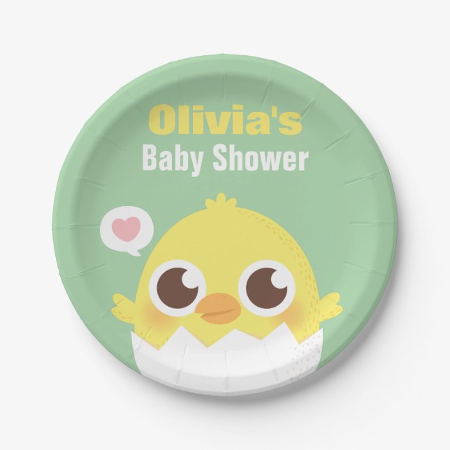Cute Baby Chick About to Hatch Party Supplies Paper Plate (Front)