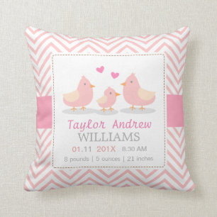 Cute Baby Chick Bird Family Baby Girl Room Decor Cushion