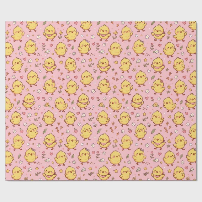 Cute Baby Chick Pattern Wrapping Paper (Flat)