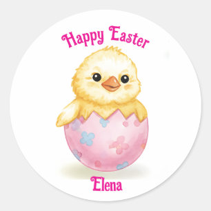 Cute Baby Chick Watercolor Easter Classic Round Sticker