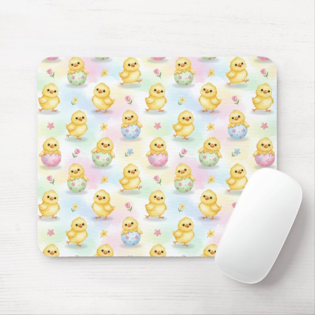 Cute Baby Chick Watercolor Easter Mouse Pad (With Mouse)