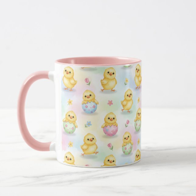 Cute Baby Chick Watercolor Easter Pattern Mug (Left)