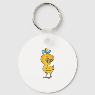 cute baby chick with bow key ring