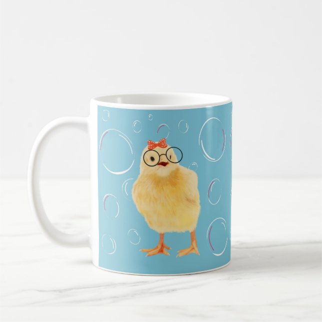 Cute Baby Chick With Glasses Coffee Mug (Left)