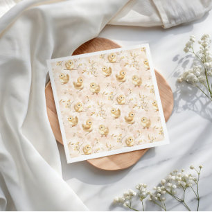 Cute Baby Chicks Pink Watercolor Pattern Napkin