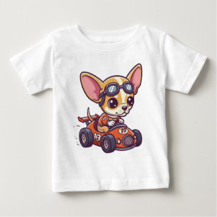 Cute Baby Chihuahua Race Car Driver Baby T-Shirt