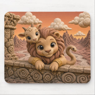 Cute Baby Chimera, Mythical Mouse Pad