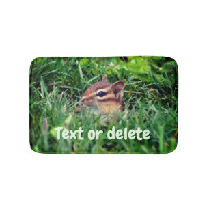 Cute Baby Chipmunk Peeking Wildlife Personalised Bath Mat