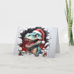 Cute Baby Christmas Animals 3D Dinosaur Greeting Card