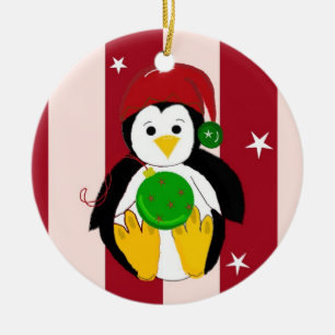 Cute Baby Christmas Penguin Ceramic Tree Decoration