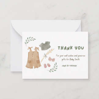 Cute Baby Clothes Thank You Baby Shower  Card