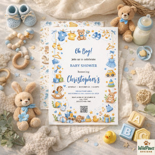 Cute Baby Clothes & Toys Boy Baby Shower Invitation