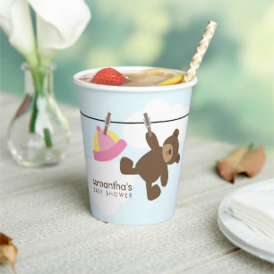 Cute Baby Clothesline Girl Baby Shower Paper Cups