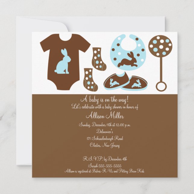 Cute Baby Clothing Boy Baby Shower Invitation (Front)