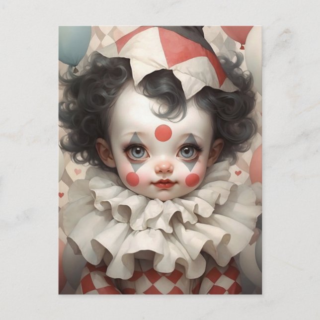 Cute Baby Clown with Vintage Colours Postcard (Front)